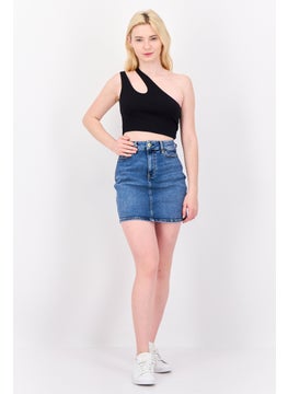ESPRIT Women One Shoulder Ribbed Cropped Tops, Black  - Image 4