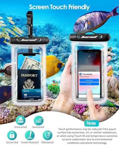 Hiearcool Waterproof Phone Pouch, Waterproof Phone Case, IPX8 Cellphone Dry Bag Compatible for iPhone 17 16 15 14 13 Pro Max Plus Cellphone Up to 8.3", Beach Essentials for Travel-Clear-4Pack - Image 5