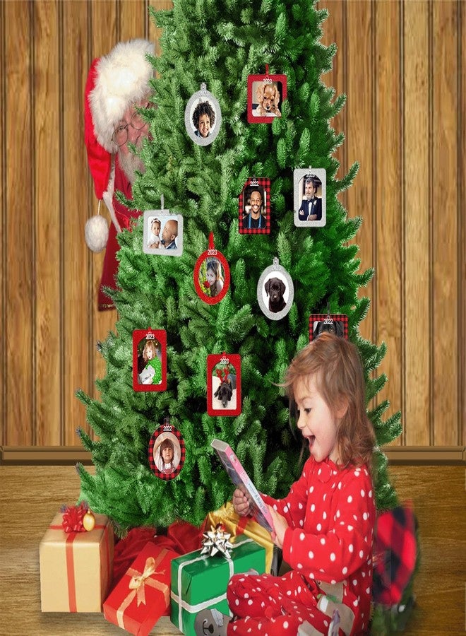 Expressly Yours! Photo Expressions Photo Ornaments for Christmas Tree, Sparkly Glitter Christmas Frame Ornament, Easy-Load Magnetic Design, Includes Satin Ribbon with 2024 Silver Charm Plus Photo Protector, Horizontal, Red - Image 5
