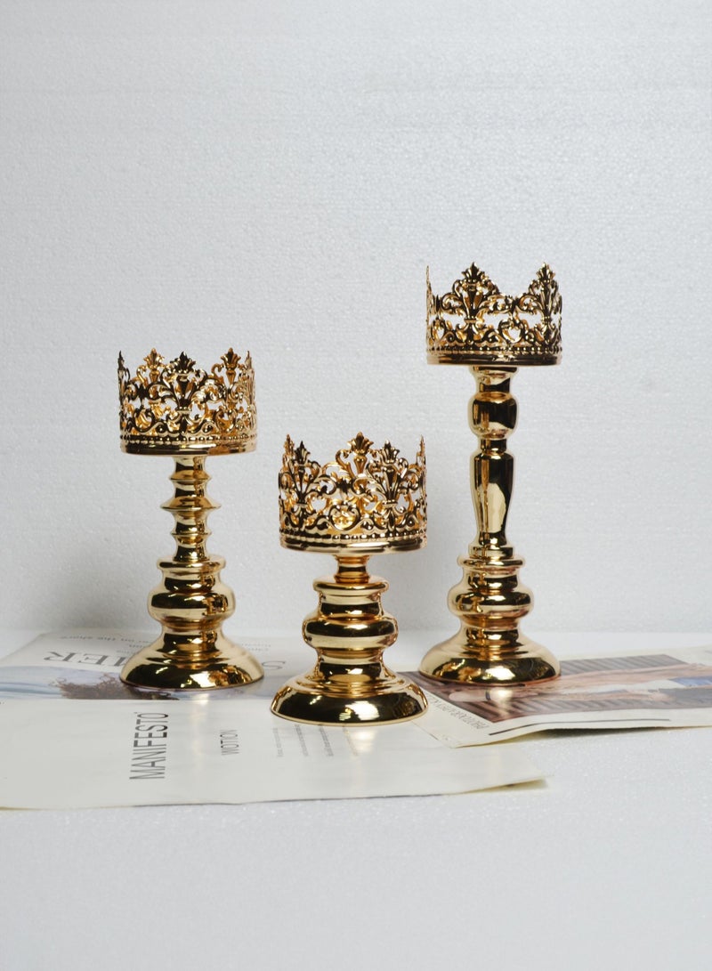  المانجا الصينية Home عرس شمعة حامل ، حامل شمعة الحديد الأوروبية الحرف اليدوية زخرفة أسود / ذهبي - Image 1