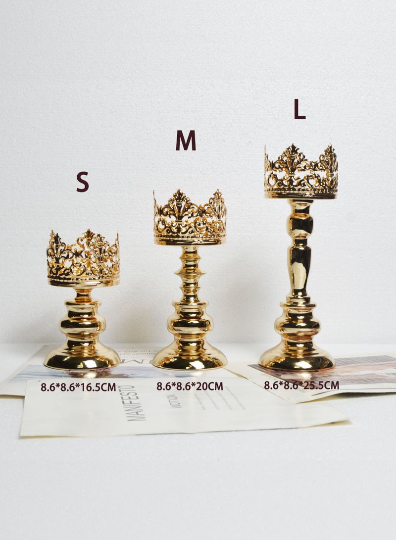  المانجا الصينية Home عرس شمعة حامل ، حامل شمعة الحديد الأوروبية الحرف اليدوية زخرفة أسود / ذهبي - Image 4