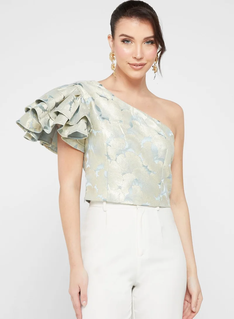 Ella Limited Edition Puff Sleeve Barcode Top