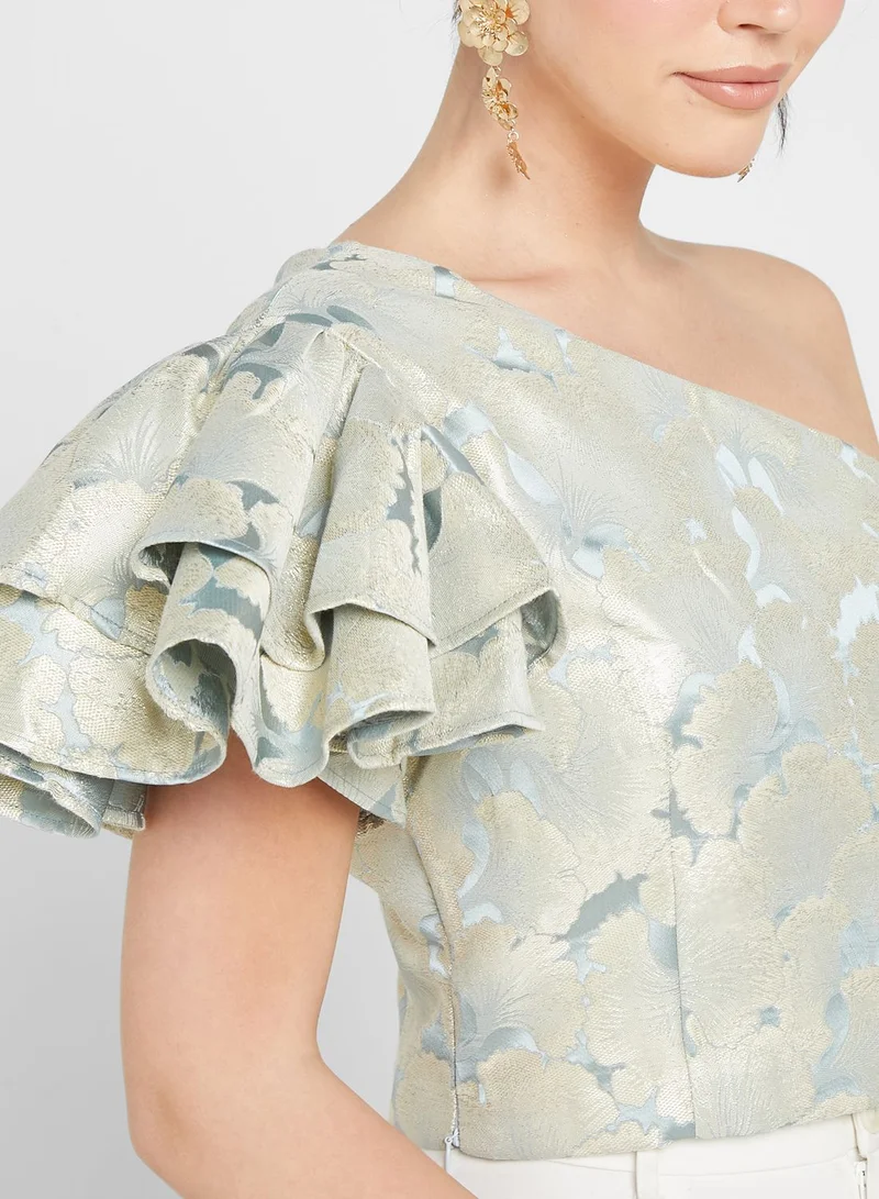 Ella Limited Edition Puff Sleeve Barcode Top