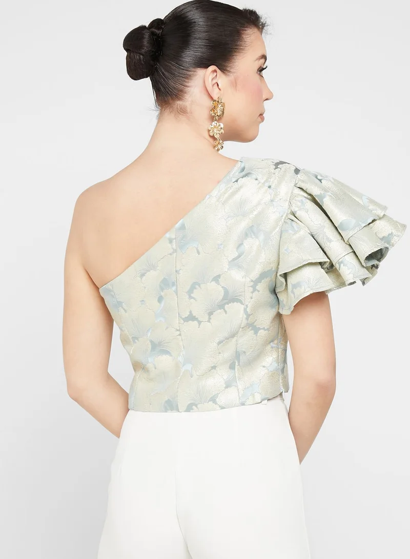 Ella Limited Edition Puff Sleeve Barcode Top