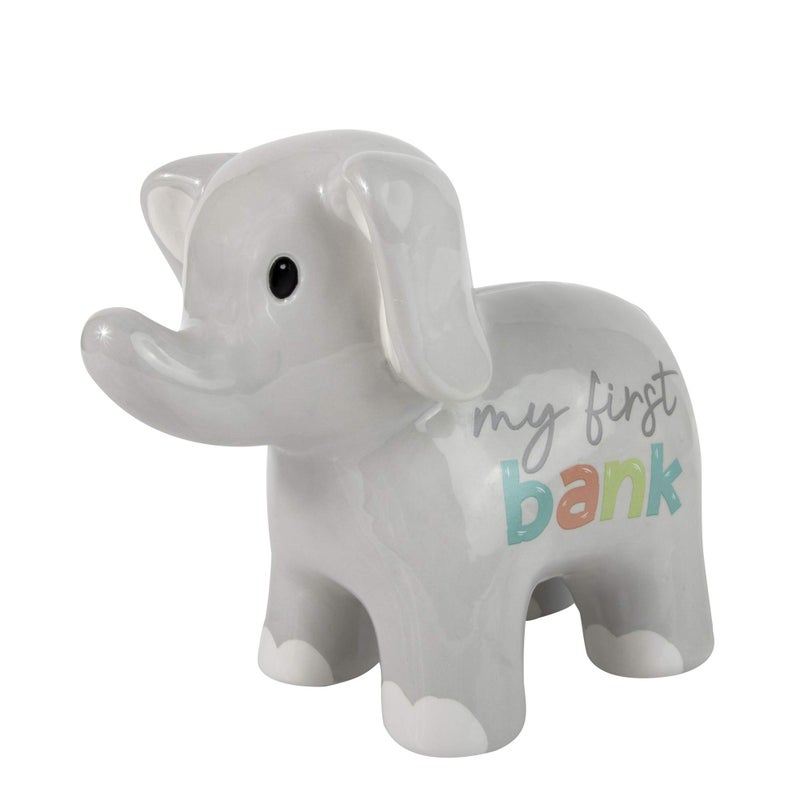 Baby Essentials My Babys First Bank Piggy Bank  Ceramic Animal Bank and Nursery Piggy Bank for Baby Boys Girls Toddlers and Kids Elephant 
