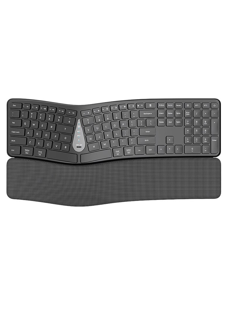 Wireless Ergonomic Keyboard, 2.4G Lightweight Computer Keyboard, Split Keyboard With Wrist Rest, Comfortable And Natural Keyboard For Laptop Computer, (1pc, Black)  - Image 1