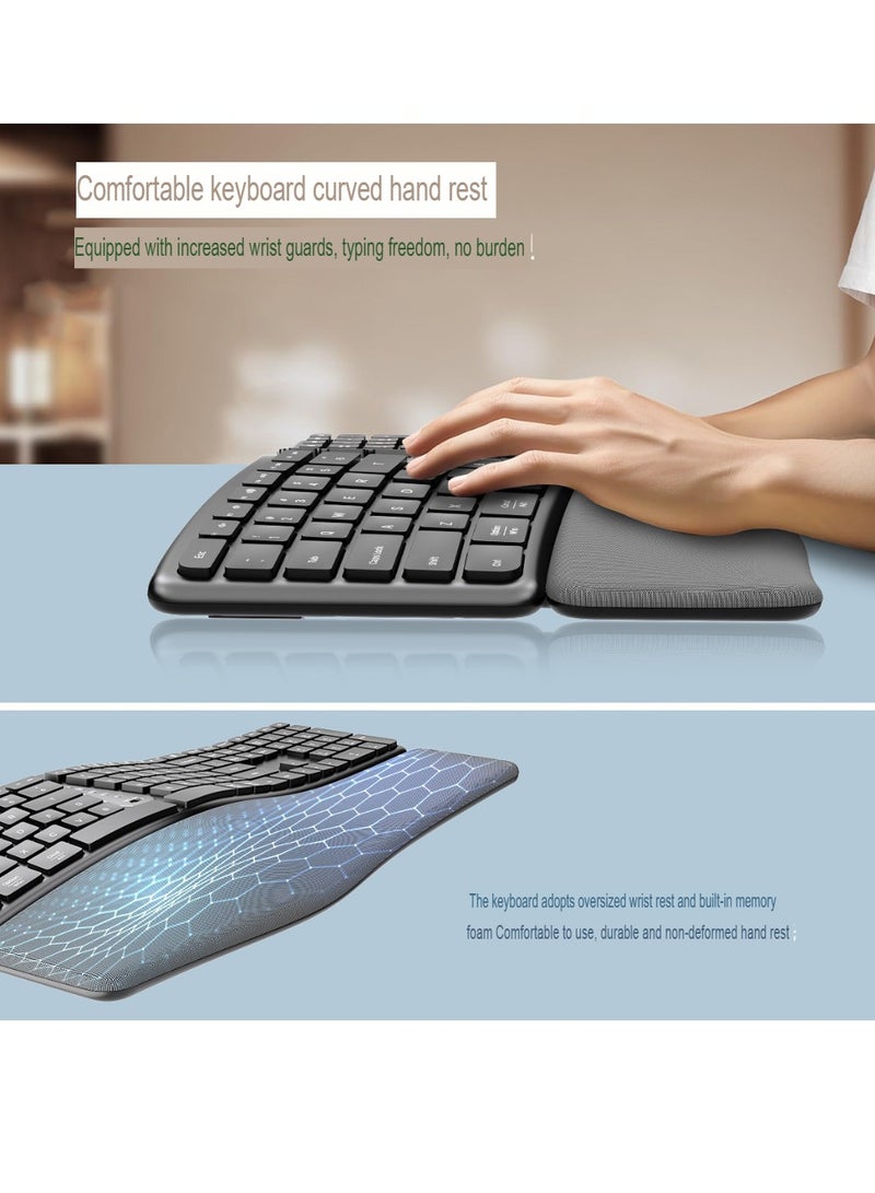 Wireless Ergonomic Keyboard, 2.4G Lightweight Computer Keyboard, Split Keyboard With Wrist Rest, Comfortable And Natural Keyboard For Laptop Computer, (1pc, Black)  - Image 2