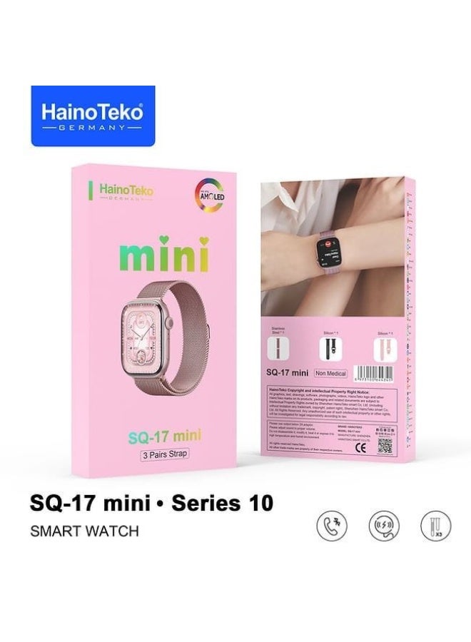 Haino Teko SQ-17 Mini Series 10 Smart Watch - AMOLED Display & 3 Interchangeable Straps - Pink Colour - Image 1