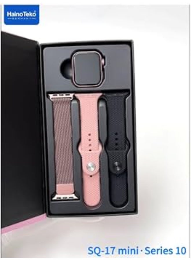 Haino Teko SQ-17 Mini Series 10 Smart Watch - AMOLED Display & 3 Interchangeable Straps - Pink Colour - Image 2