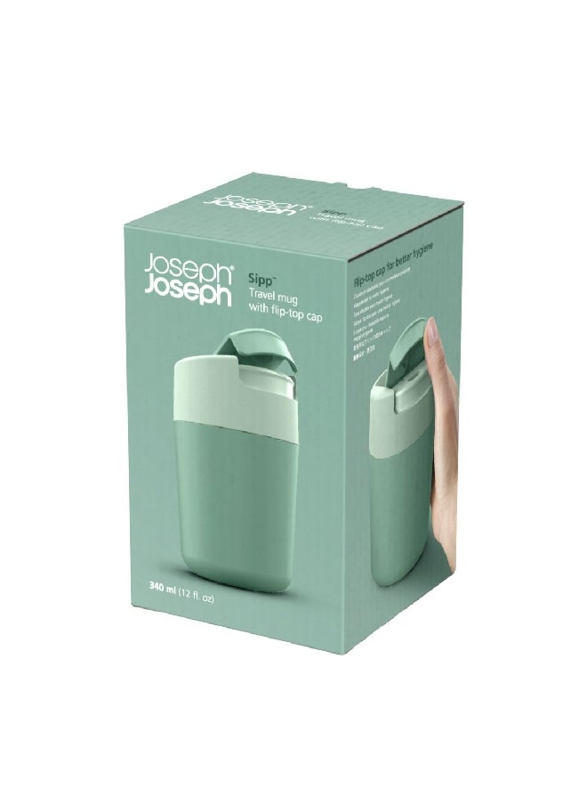 Joseph Joseph BPA-Free Leak-Proof Sipp Travel Mug with Flip Top Cap Green 340 ml 81122  - Image 4