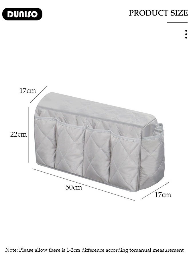 DUNISO Armchair Caddy,Non-slip Waterproof Sofa Armrest Organizer with 14 Pockets Storage, Multifunctional Recliner Caddy Couch Chair Armrest Storage for TV Remote Control Smart Phone Magazine  - Image 4