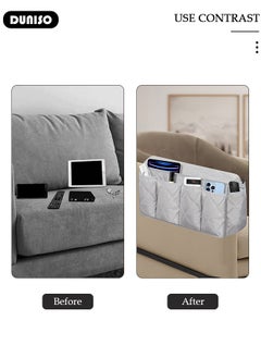 DUNISO Armchair Caddy,Non-slip Waterproof Sofa Armrest Organizer with 14 Pockets Storage, Multifunctional Recliner Caddy Couch Chair Armrest Storage for TV Remote Control Smart Phone Magazine  - Image 3