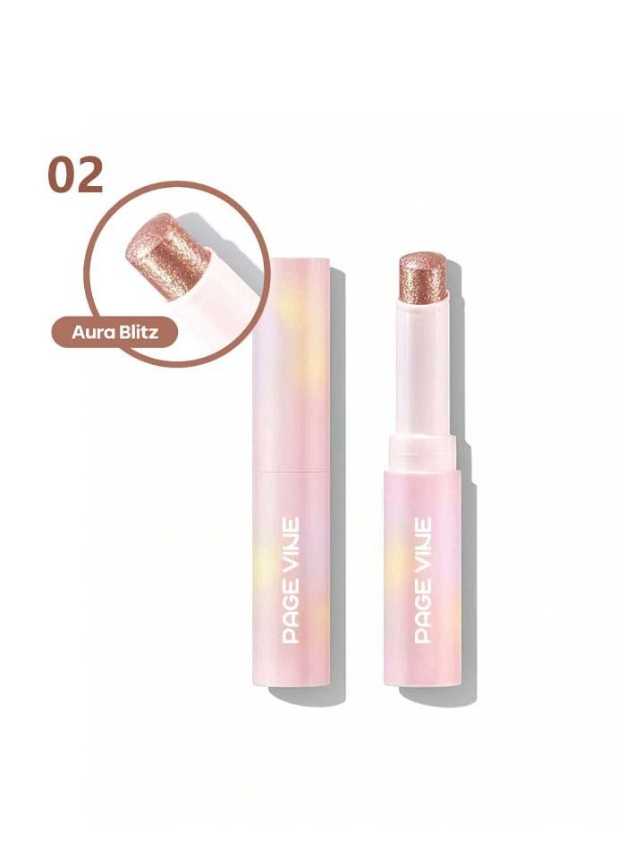 PAGE VINE كريستال جيلي جليز ستيك ظلال العيون عصا كحل منير قلم تلوين مع فرشاة سهلة المزج طويلة الأمد لامع ظلال العيون عصا- Aura Blitz - Image 1