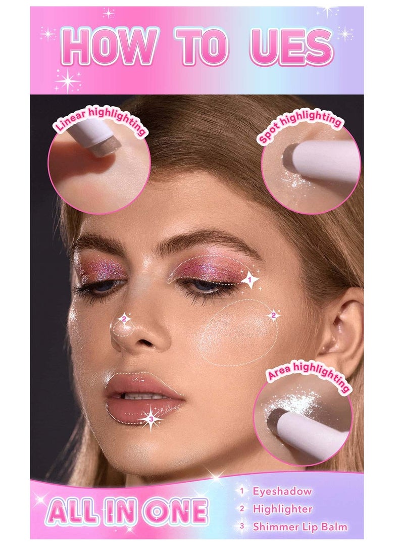 PAGE VINE كريستال جيلي جليز ستيك ظلال العيون عصا كحل منير قلم تلوين مع فرشاة سهلة المزج طويلة الأمد لامع ظلال العيون عصا- Aura Blitz - Image 5