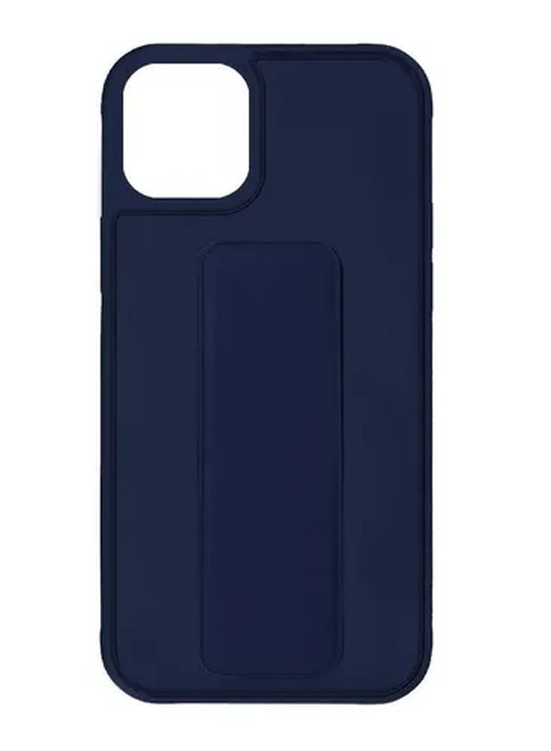 جراب Apple iPhone 14 مزود بمقبض يدوي قابل للطي ومسند معصم وغطاء قبضة الإصبع 6.1 بوصة أزرق داكن - Image 2