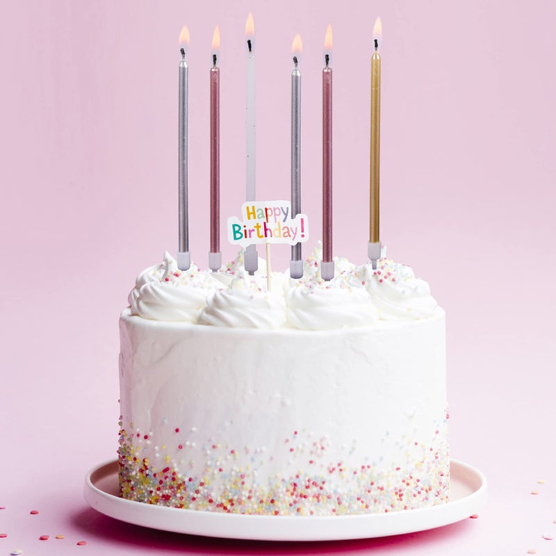 PHD CAKE Gold, Silver, Rose Gold, White, Long Birthday Candles in Holders, Cake Candles, Birthday Parties, Wedding Decorations, Party Candles, Celebrations - Image 2