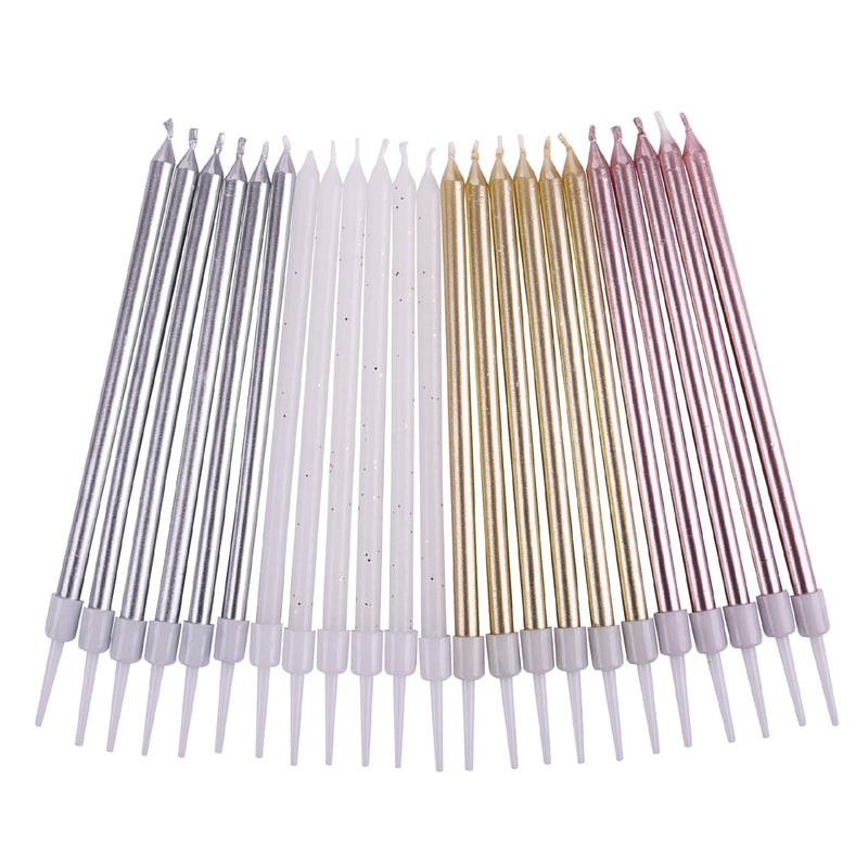 PHD CAKE Gold, Silver, Rose Gold, White, Long Birthday Candles in Holders, Cake Candles, Birthday Parties, Wedding Decorations, Party Candles, Celebrations - Image 3