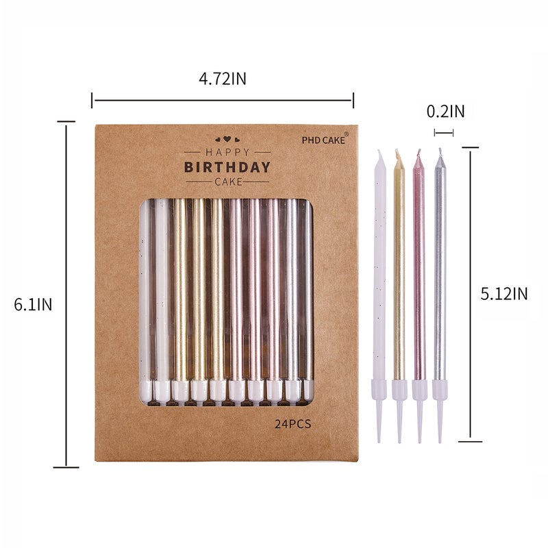 PHD CAKE Gold, Silver, Rose Gold, White, Long Birthday Candles in Holders, Cake Candles, Birthday Parties, Wedding Decorations, Party Candles, Celebrations - Image 5