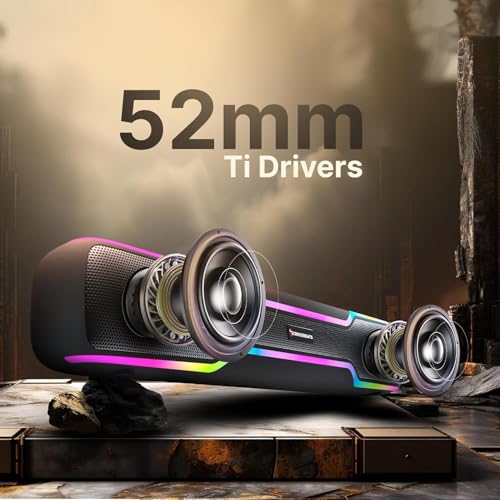 CrossBeats Blaze B50 (2026) Bluetooth 50W Soundbar Gaming RGB Light, AUX, BT, SD Card, USB &FM, 8 Hrs Playtime Fast Charge Sound bar smart tv with Built-in mic, Speaker for Mobile, PC, Laptop - Black - Image 3