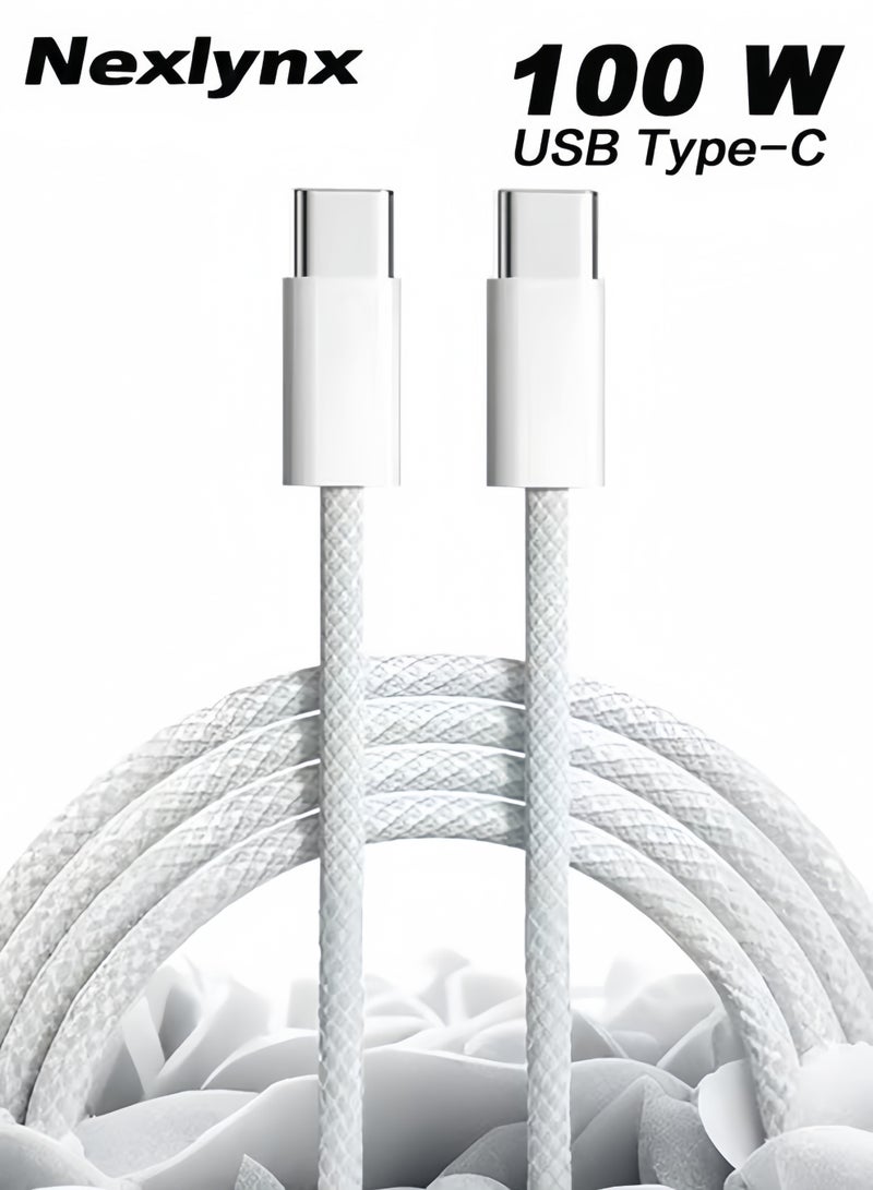 Nexlynx Type C To Type-C USB C Cable 2M Braided 100W Power Delivery PD Fast charge Cable USB C to USB C For iPhone 17 16 15 Pro Max iPad mini 7/6 MacBook Pro/ Air M4 M3 M2 M1 iPad Pro Samsung S25 S24 S23 Ultra Laptop Lenovo Dell Xiaomi black - Image 1