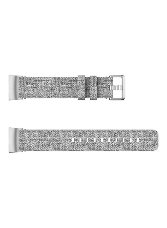NIBEMINENT Woven Nylon Wrist Strap Watchband for Fitbit Charge 3 Grey - Image 3