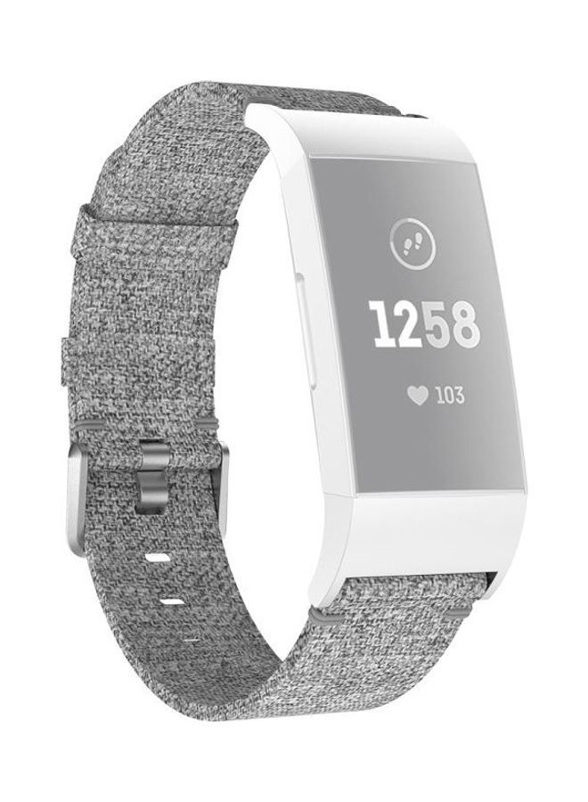NIBEMINENT Woven Nylon Wrist Strap Watchband for Fitbit Charge 3 Grey - Image 1
