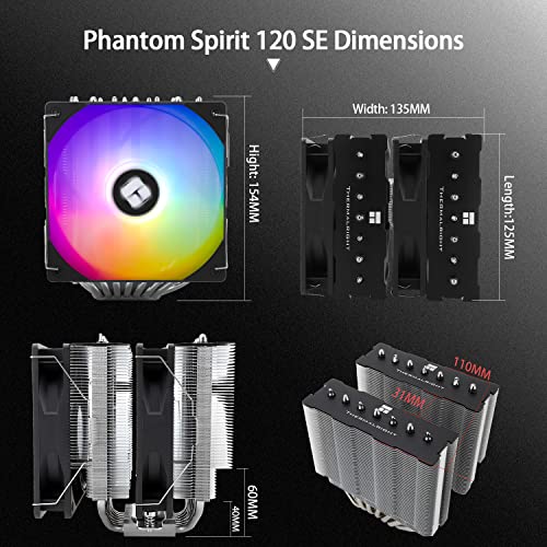 Thermalright Phantom Spirit 120 SE ARGB CPU Air Cooler, 7 Heatpipes CPU Cooler,Dual 120mm PWM Fan, for AMD AM4 AM5/Intel 1700/1150/1151/1200 - Image 5
