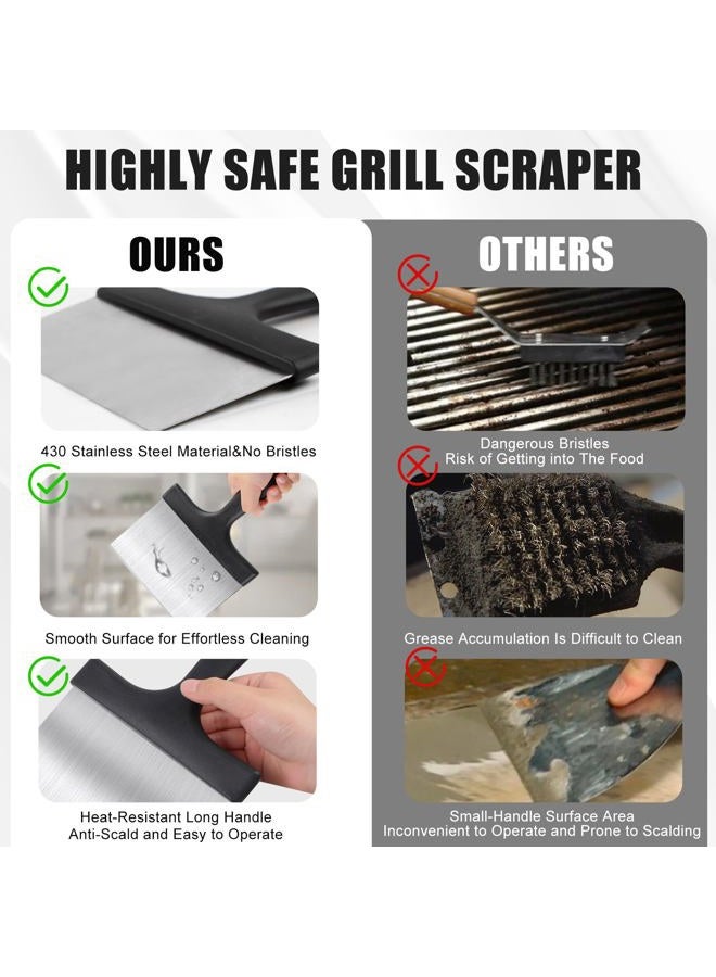 HANWRAPS Grill Scraper, Griddle Scraper, Food Scraper with Handle for Blackstone Grill Accessories,Outdoor Barbecue Tools,Stainless Steel Scraper for Blackstone, Flat Top Grill Cleaning, Easy to Remove Stain - Image 4