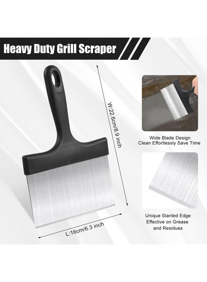 HANWRAPS Grill Scraper, Griddle Scraper, Food Scraper with Handle for Blackstone Grill Accessories,Outdoor Barbecue Tools,Stainless Steel Scraper for Blackstone, Flat Top Grill Cleaning, Easy to Remove Stain - Image 2