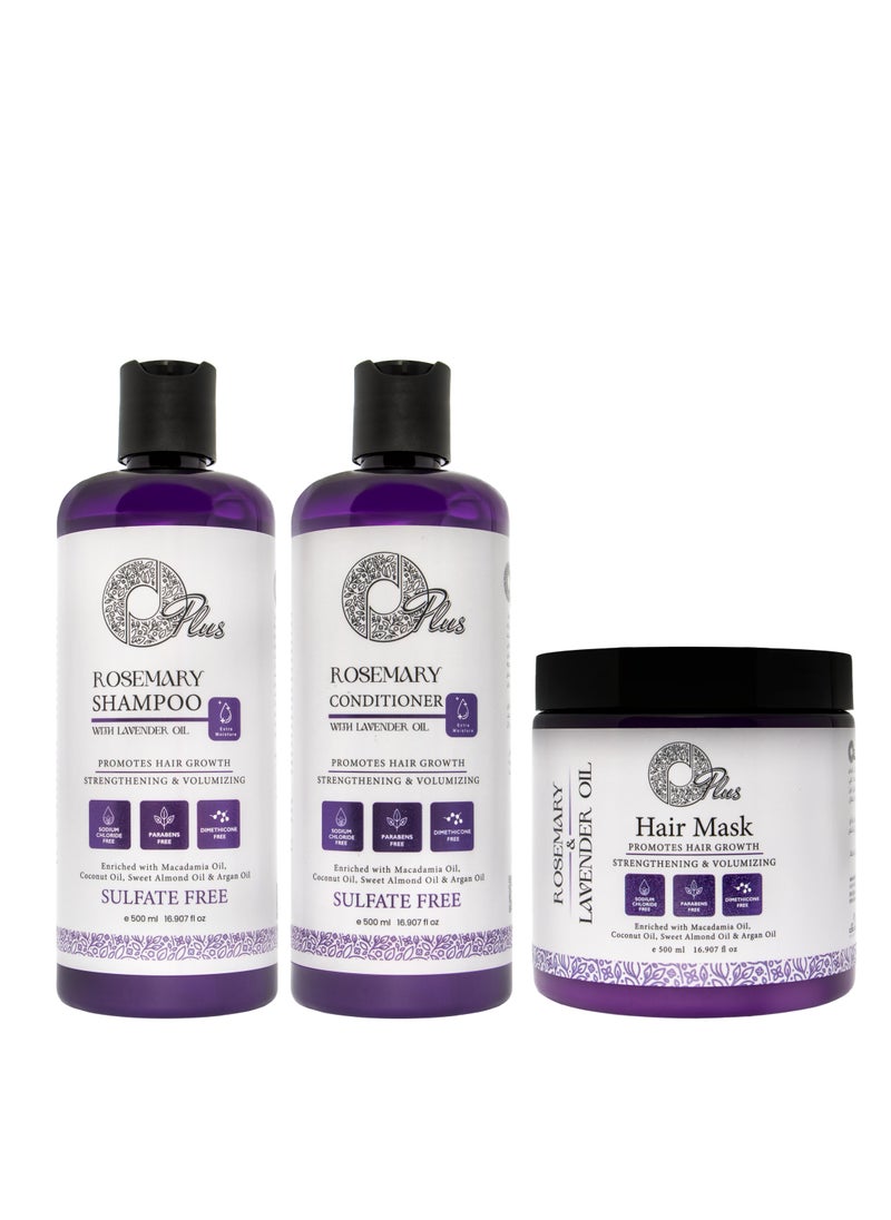 Oplus - Hair Loss Treatment Set with Rosemary, Shampoo 500 ml, Conditioner 500 ml, and Bath oil 500 ml - Image 1