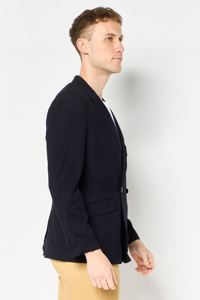 SELECTED Men Regular Fit Plan Long Sleeve Casual Blazer, Navy - Image 2