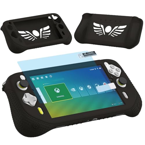 JCHPINE Silicone Cover Case for Logitech G Cloud Gaming Handheld, Protective Skin Sleeve for Logitech G Cloud Gaming Console Screen Film Protector Accessories (Black Case and Screen Film) - Image 1
