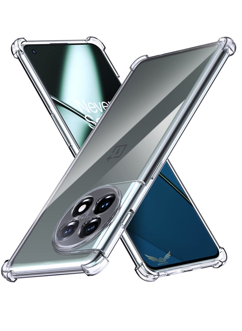 BORTONY OnePlus 11 Case Clear Scratch Resistant Reinforced Corners TPU Rubber Soft Skin Silicone Protective Case Cover for OnePlus 11 2023 (Crystal Clear) - Image 1