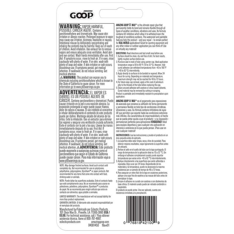 Amazing GOOP II 142100 MAX Adhesive - 2.0 fl. Oz. - Image 2
