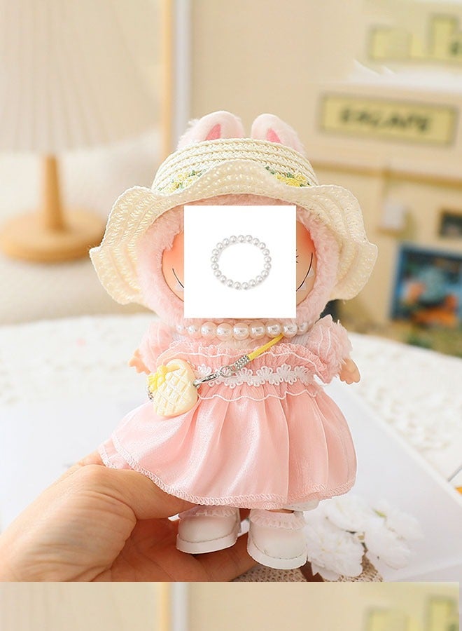 Bukela Clothes for Dolls Accessories, Outfit Set 5 Pieces Gauze Dress for 15cm 17cm Doll (No Doll), Hat Skirt Shoes Doll Clothing Set Replacement Pink - Image 1