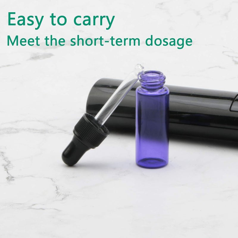 Rowiz 30pcs 5ml Small Essential Oil Dropper Bottles Glass Bottle Lotion Perfume Sample Vials with Glass Dropper and Black Caps Pink Bottle (Purple) - Image 3