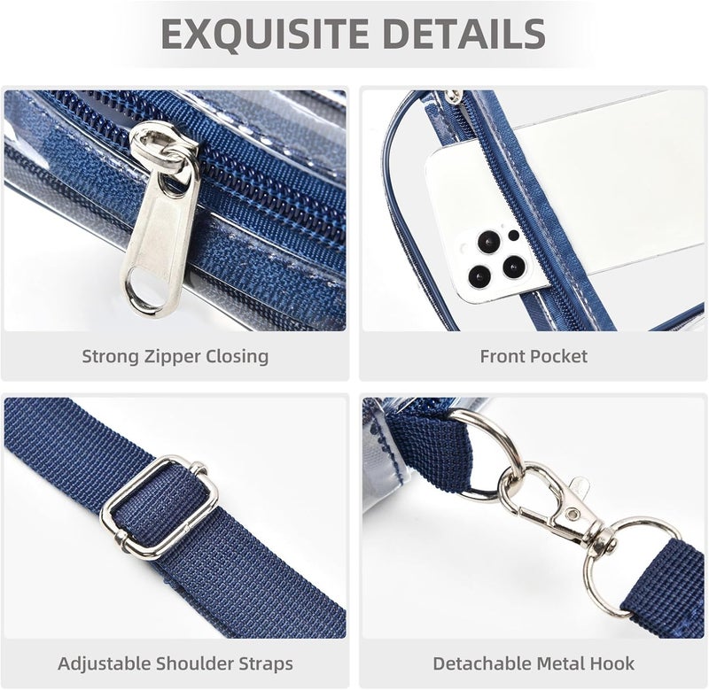 Fibrdoo Clear Crossbody Purse Bag, Clear Bag Stadium Approved with Front Pocket for Concerts Sports Festivals - Image 3