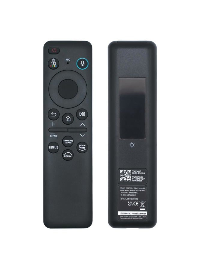 ARCSTILL BN59-01432A Solar Voice Remote, USB-C Rechargeable Bluetooth Remote Control with Solar Charging Compatible with Samsung Frame Smart TV, Samsung Neo QLED S90D Smart 8K HDR Ultra HD TVs - Black - Image 1