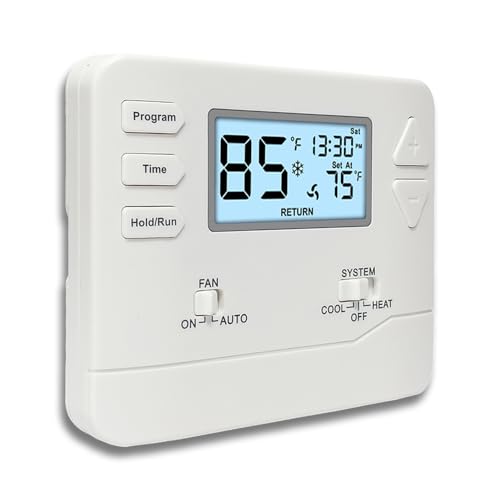 Miuputake Programmable Thermostat for Home,Conventional Single-Stage Systems,5-1-1 Day Programmable Digital Energy-Saving Thermostat,up to 1 Heat/1 Cool Compatible with Gas System，White Backlight - Image 1