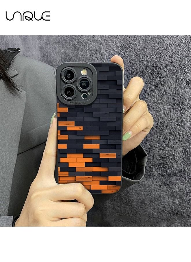 Unique For iPhone 14 Pro Case -Stripe Protective Case Cover - Stylish and Minimalist - Black/Orange  - Image 4