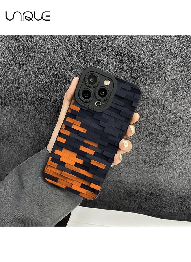 Unique For iPhone 14 Pro Case -Stripe Protective Case Cover - Stylish and Minimalist - Black/Orange  - Image 3