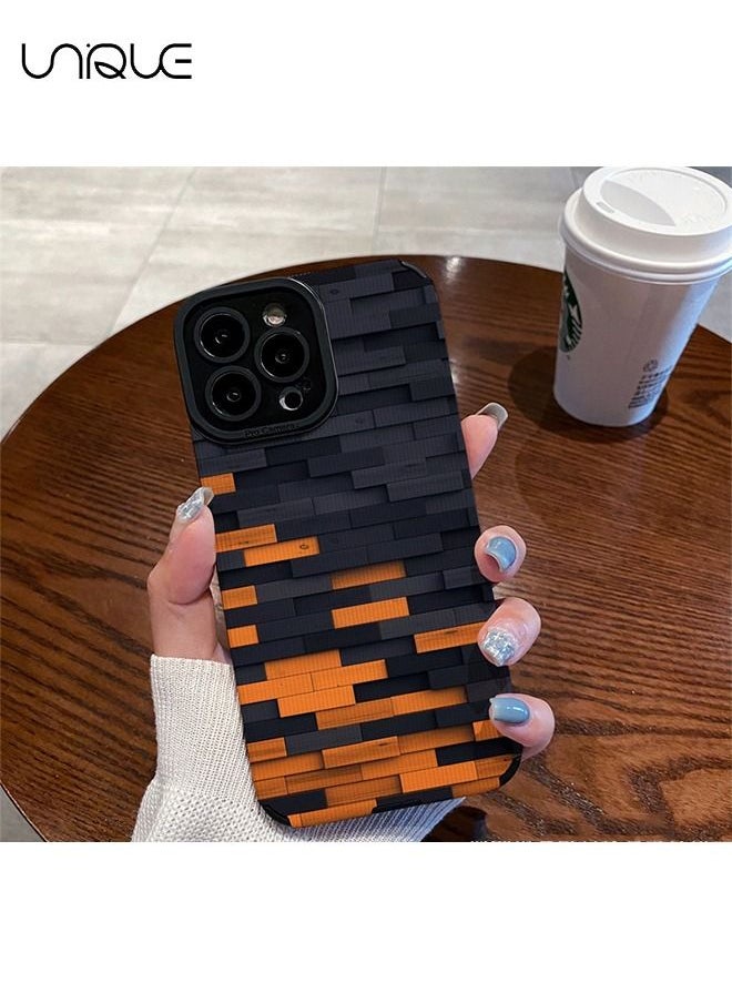 Unique For iPhone 14 Pro Case -Stripe Protective Case Cover - Stylish and Minimalist - Black/Orange  - Image 5