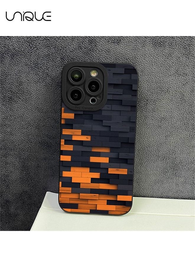 Unique For iPhone 14 Pro Case -Stripe Protective Case Cover - Stylish and Minimalist - Black/Orange  - Image 2