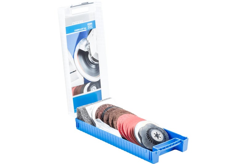 PFERD COMBICLICK Disc Set, 19 pcs. | 4-1/2 inch Dia. | 5/8-11 Thread | 48192 - for coarse Grinding to polishing Work with an Angle Grinder, only Available in a Set - Image 1