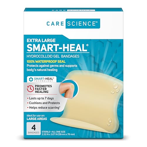 Care Science Smart Heal Hydrocolloid, Large, 2.3 in x 3 in, 4CT | 100% Waterproof Seal Promotes Healing, Reduces Scarring - Image 1