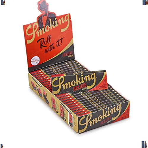 Smoking 1 box Black DeLuxe Medium size 1 1/4 rolling paper = 1250 papers - Image 1