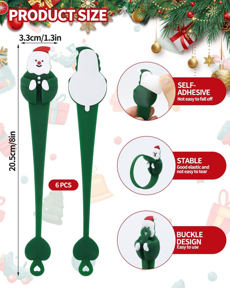 OXDFK 6 PCS Christmas Garland Hanger for Mantle Garland Hooks, Christma Wreath Ties, Fireplace Stocking Holder, Silicone Adhesive Wreath Hooks for Fireplace Mantle (Christmas Green) - Image 2