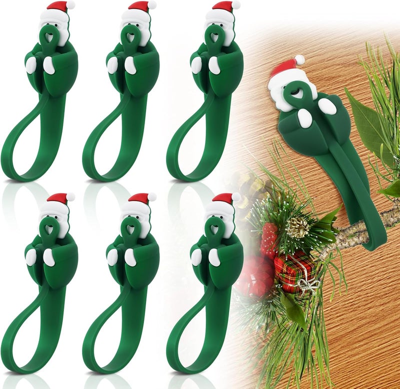OXDFK 6 PCS Christmas Garland Hanger for Mantle Garland Hooks, Christma Wreath Ties, Fireplace Stocking Holder, Silicone Adhesive Wreath Hooks for Fireplace Mantle (Christmas Green) - Image 1