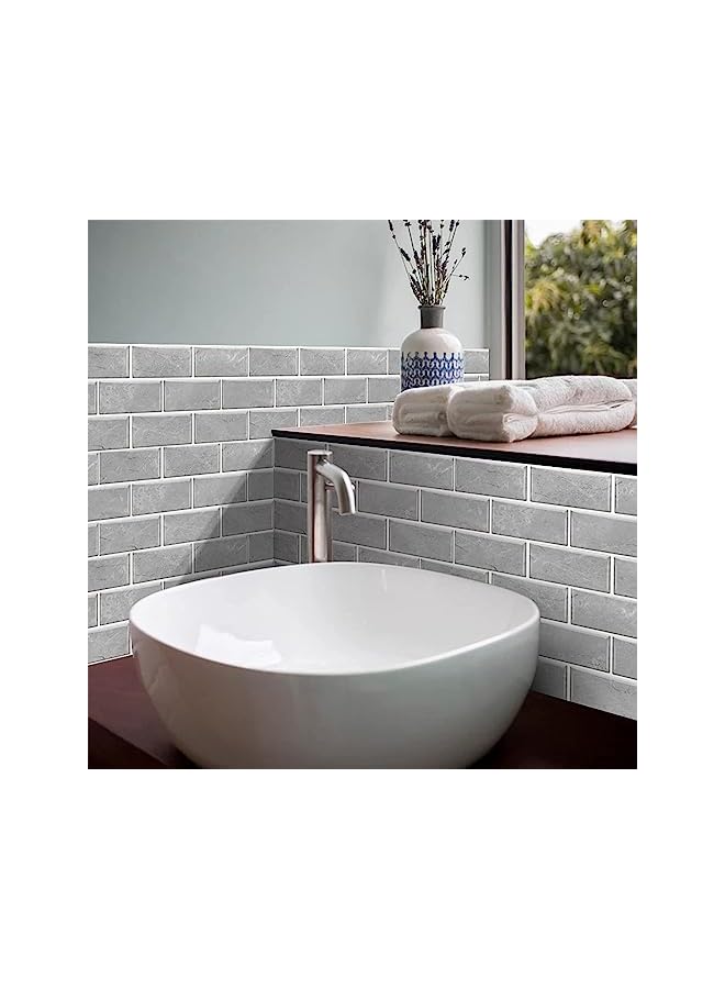 Zaboon Tile Stickers 12 Sheets, Peel And Stick Self-Adhesive Wall Tiles Stickers Grey, Tiles Self Adhesive Waterproof Oilproof Tiles Retro Style Diy Home Decor For Kitchen And Bathroom - Image 2