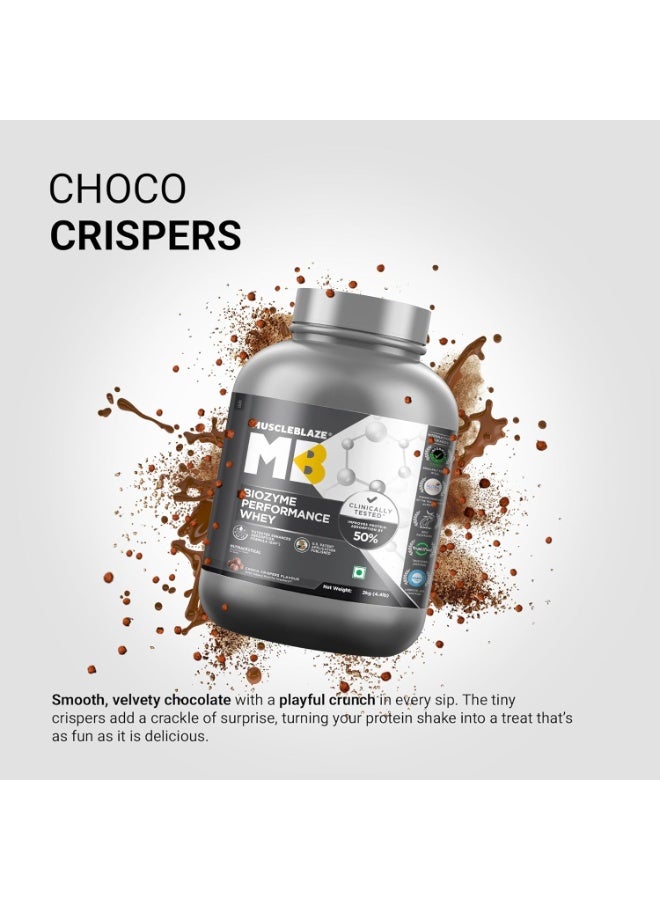 MuscleBlaze Biozyme Performance Whey Protein Powder, Choco Crispers (2kg / 4.4lbs) | 25g Protein Per Scoop | Clinically Tested 50% Higher Protein Absorption - Image 2